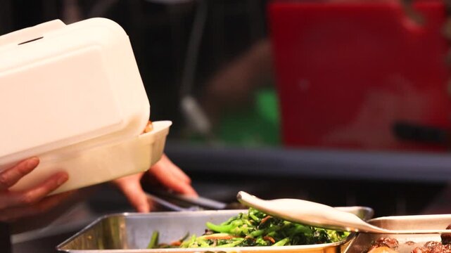 Street food takeaway packaging process portable meal for office lifestyle