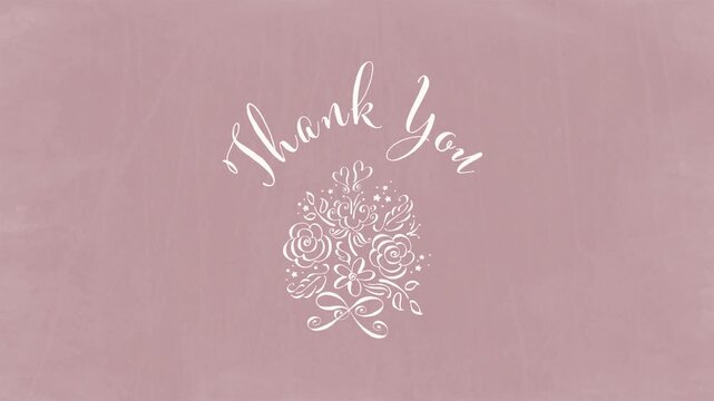 Thank You - Floral Arch Text Animation on Rustic Dusty Pink Chalkboard