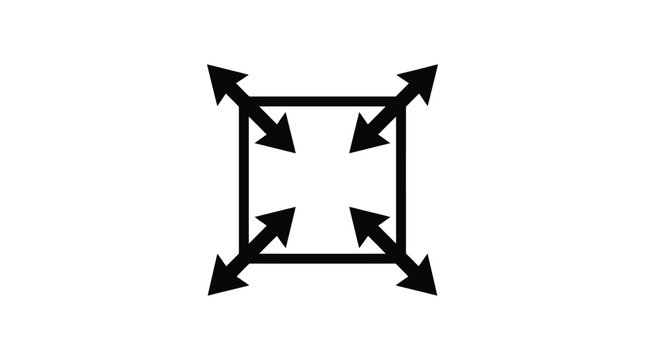 Square With Outward pointing Arrows Black Silhouette On White Background