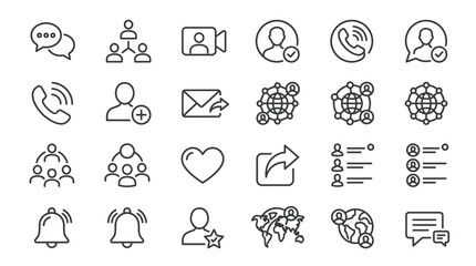 Fototapeta premium Collection of modern communication and social media icons.