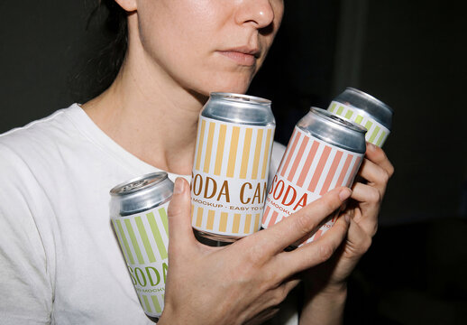Flash Photography Soda Can Mockup