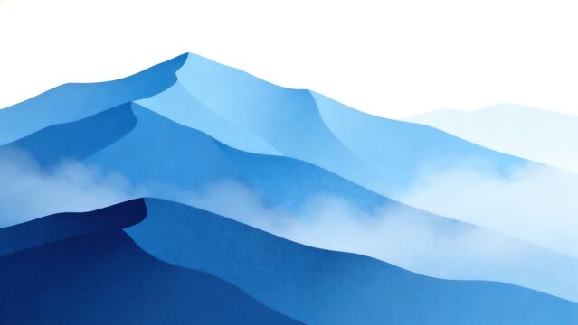 Blue mountain landscape with clouds