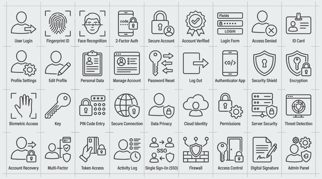 Collection of Security and Access Control Icons.