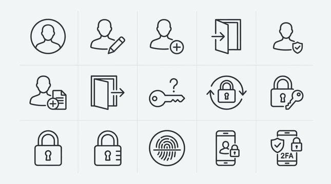 Collection of security and user account icons for digital platforms.
