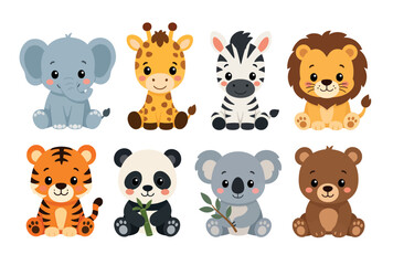 Fototapeta premium Cute cartoon animal friends group.