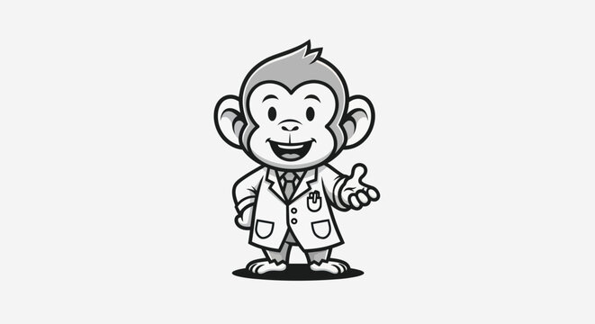 Cartoon monkey doctor in lab coat