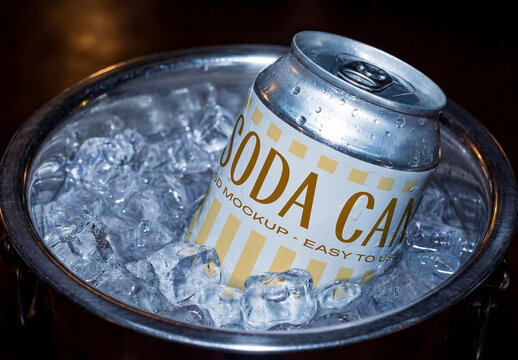 Ice Bucket Soda Can Mockup