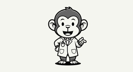 Cartoon monkey doctor pointing © KaskusLabs
