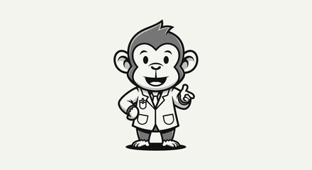 Cartoon monkey in doctors coat illustration © KaskusLabs