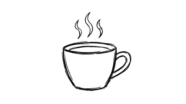 Steaming hot coffee cup illustration.