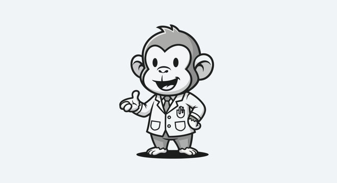 Cartoon monkey wearing lab coat
