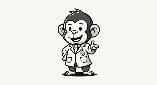 Cartoon monkey wearing lab coat