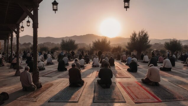 Serene Morning Prayer - A Gathering of Faith Under the Rising Sun.
