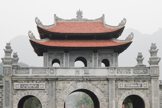 View of the traditional architecture of the Hoa Lu Ancient Capital in Ninh Binh, Vietnam