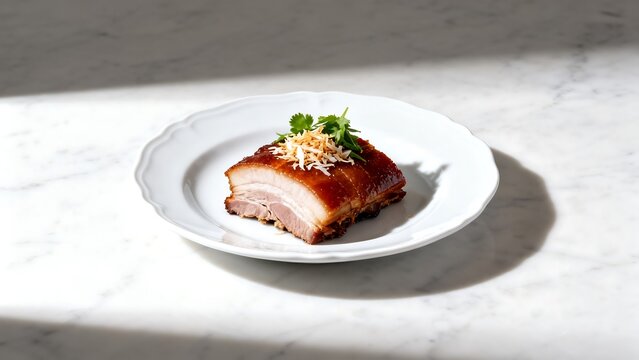 Crispy Balinese Babi Guling Served in Elegant Fine Dining Presentation