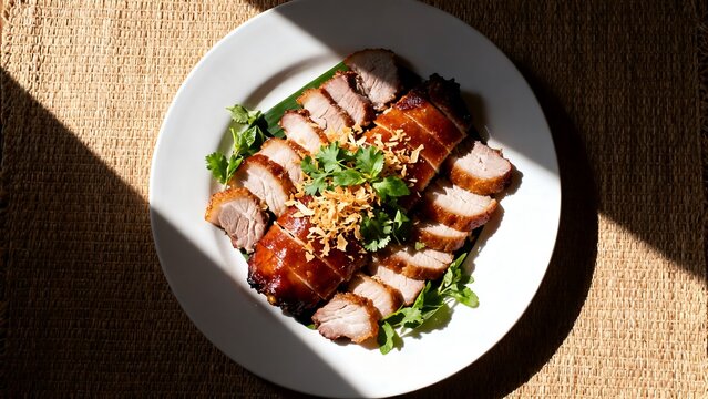 Crispy Balinese Babi Guling Served in Elegant Fine Dining Presentation