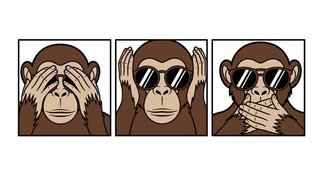 Three Wise Monkeys See No Evil Hear No Evil Speak No Evil.