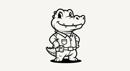 Obraz premium Cartoon alligator police officer illustration