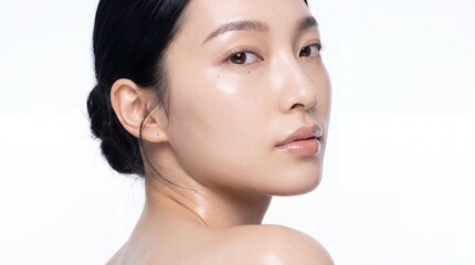 Obraz premium Luxury Asian Beauty Portrait with Glossy Glowing Skin