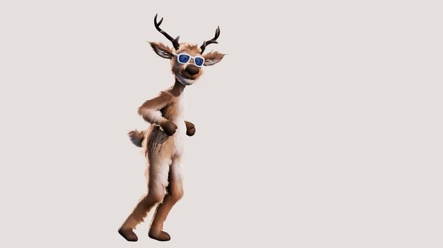 Animated 3D Reindeer Dancing in Cool Sunglasses