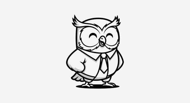Cartoon owl illustration smiling happy