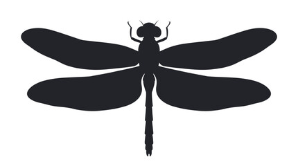 Dragonfly Silhouette Against A White Background Minimalist Black Shape © Md