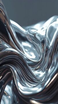 Abstract Liquid Silver Wave Motion Background