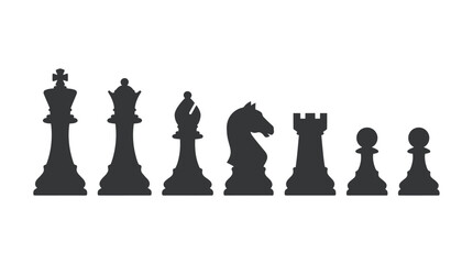 Chess Pieces In A Row Black Silhouette © Md