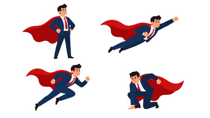 Businessman superhero character set in dynamic action poses © Mark
