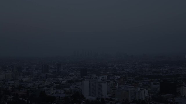 City Blackout Power Outage In Large City Energy Crisis, Disasters, Climate change, Economic Recession Concept. Location: Downtown Los Angeles, California, United States. 