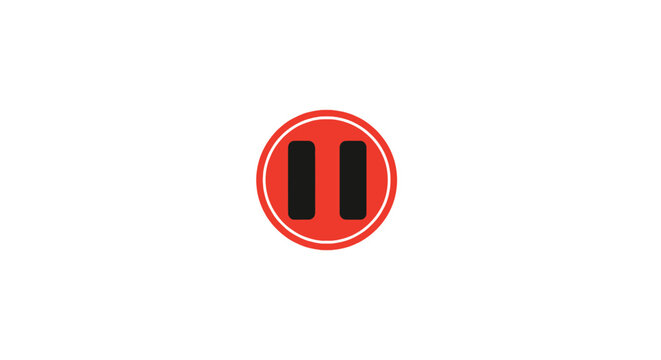Red pause button icon symbol.