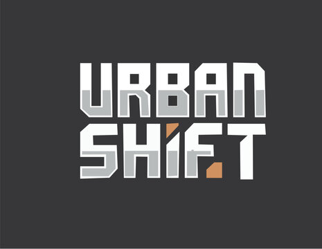 Urban shift text logo on dark background with typography contrast abstract