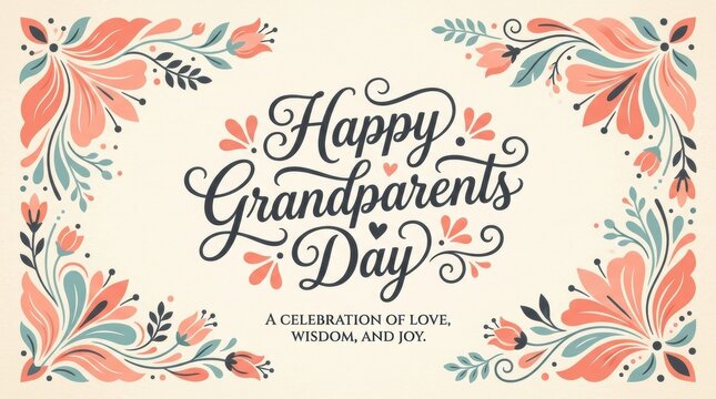 Happy grandparents day celebration with floral design