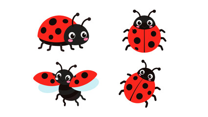 Cute cartoon ladybug character set with four insect poses © Mark