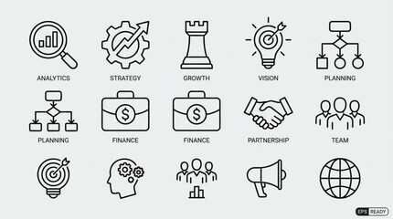 Business Strategy Icons Set for Planning and Growth. © santoso