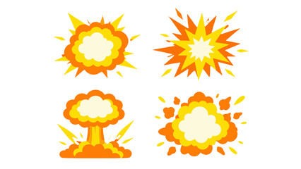Cartoon explosion burst set with four colorful blast icons © Mark