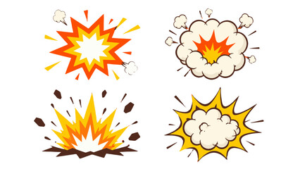 Cartoon explosion burst and smoke cloud icon set © Mark