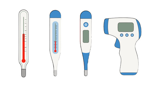 Set of medical thermometers including digital and infrared types