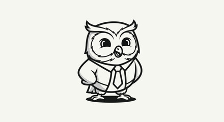 Obraz premium Cartoon owl wearing tie illustration