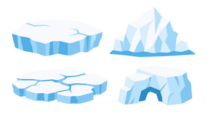 Cartoon ice floes and iceberg shapes isolated on white © Mark