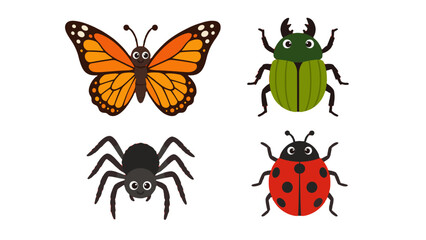 Cartoon insect set with butterfly beetle spider and ladybug © Mark