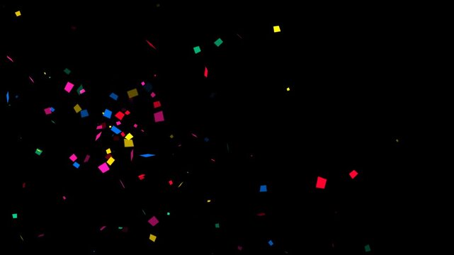 colorful confetti explosion isolated alpha channel loop animation, birthday party and anniversary and oppening celebration overlay motion design element