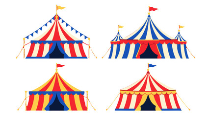 Set of colorful striped circus tents with flags © Mark