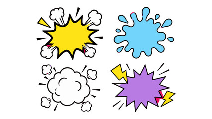 Comic style speech bubbles and splash shapes set © Mark