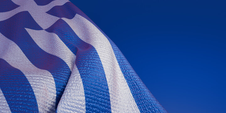 Greece flag of silk-3D illustration. 3d render.
