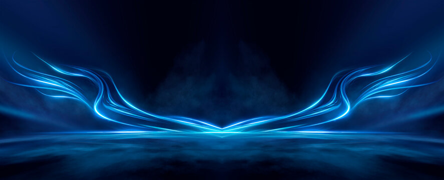 Abstract blue light rays background