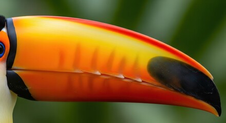 Obraz premium Extreme Macro Close-up of a Vibrant Toco Toucan Beak Highlighting Intricate Details and Colors