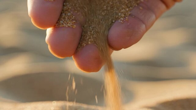  Sand Falling Through Fingers Slow Motion Close-Up, Beach Summer Nature Tactile ASMR Cinematic
