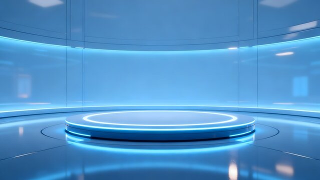 Futuristic blue circular stage
