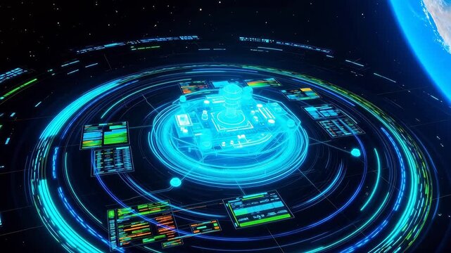 Holographic Moon Base Management Interface - Modular Status Display